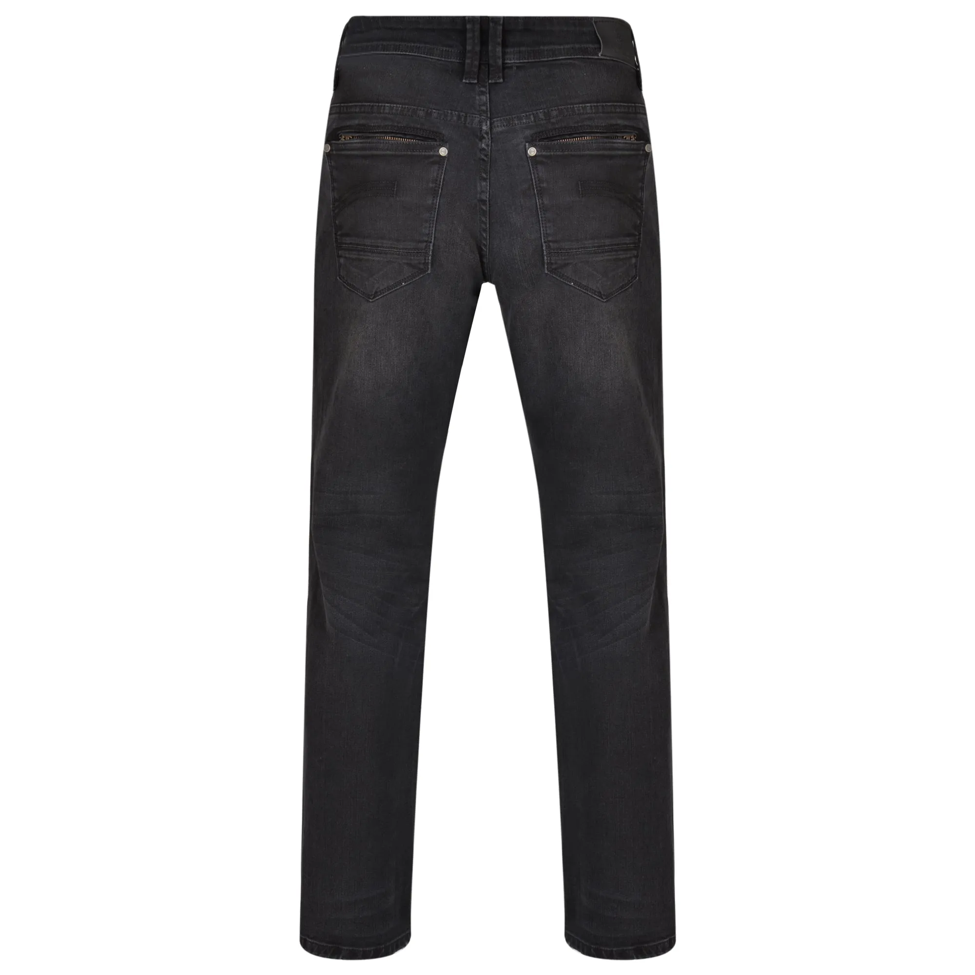 Mens Big Size Stretch Slim Fit Black Washed Jeans (Ortega)