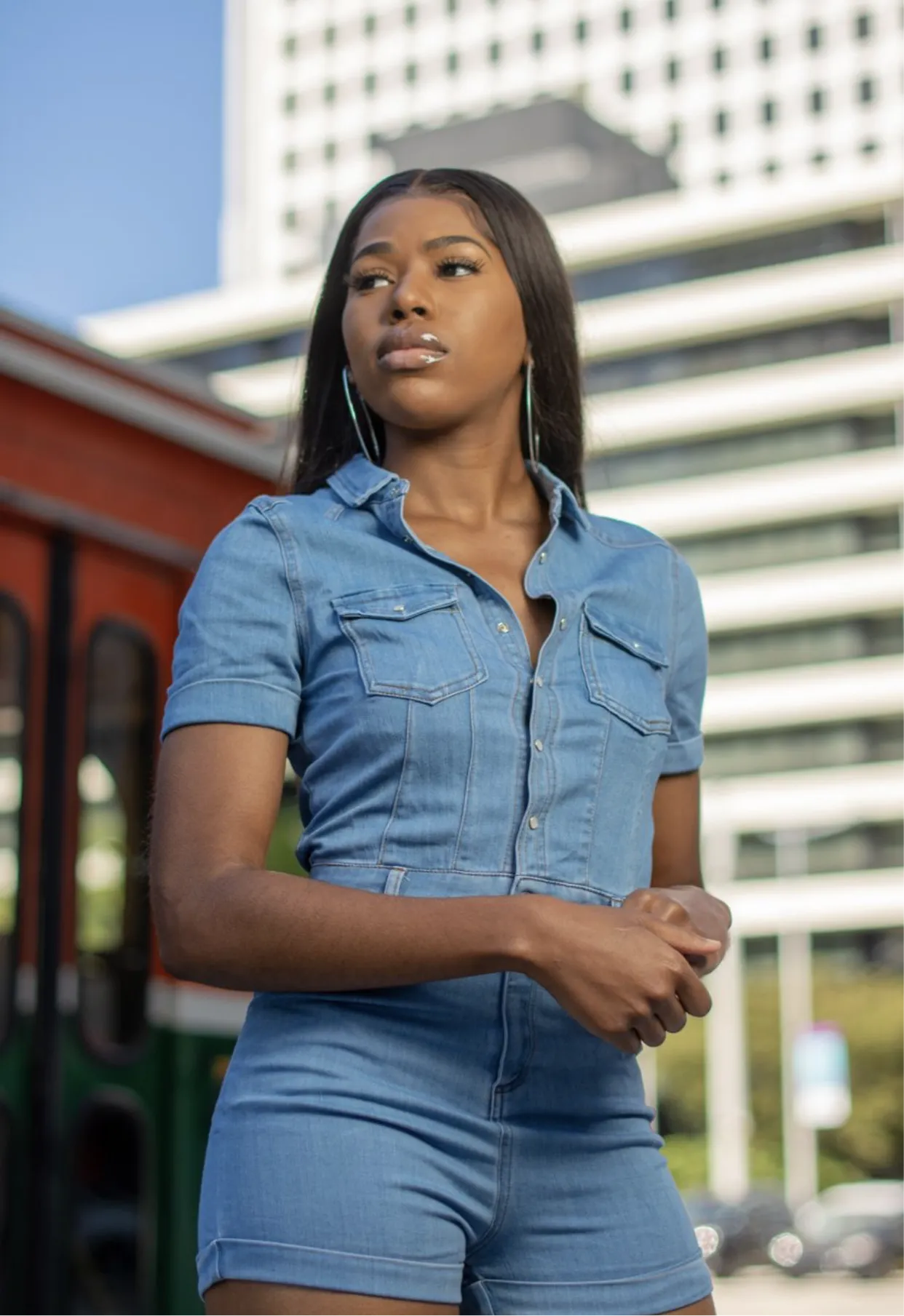 Mercedes denim romper