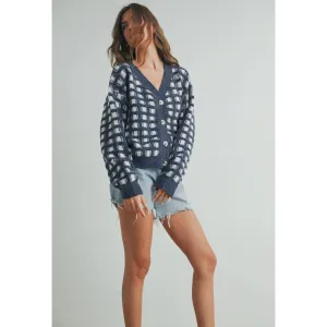 Midnight Checkered Cardigan