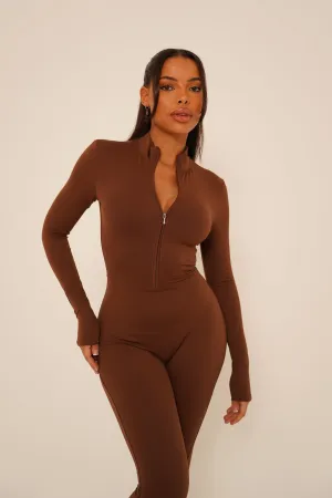 Mocha Long Sleeve Jumpsuit