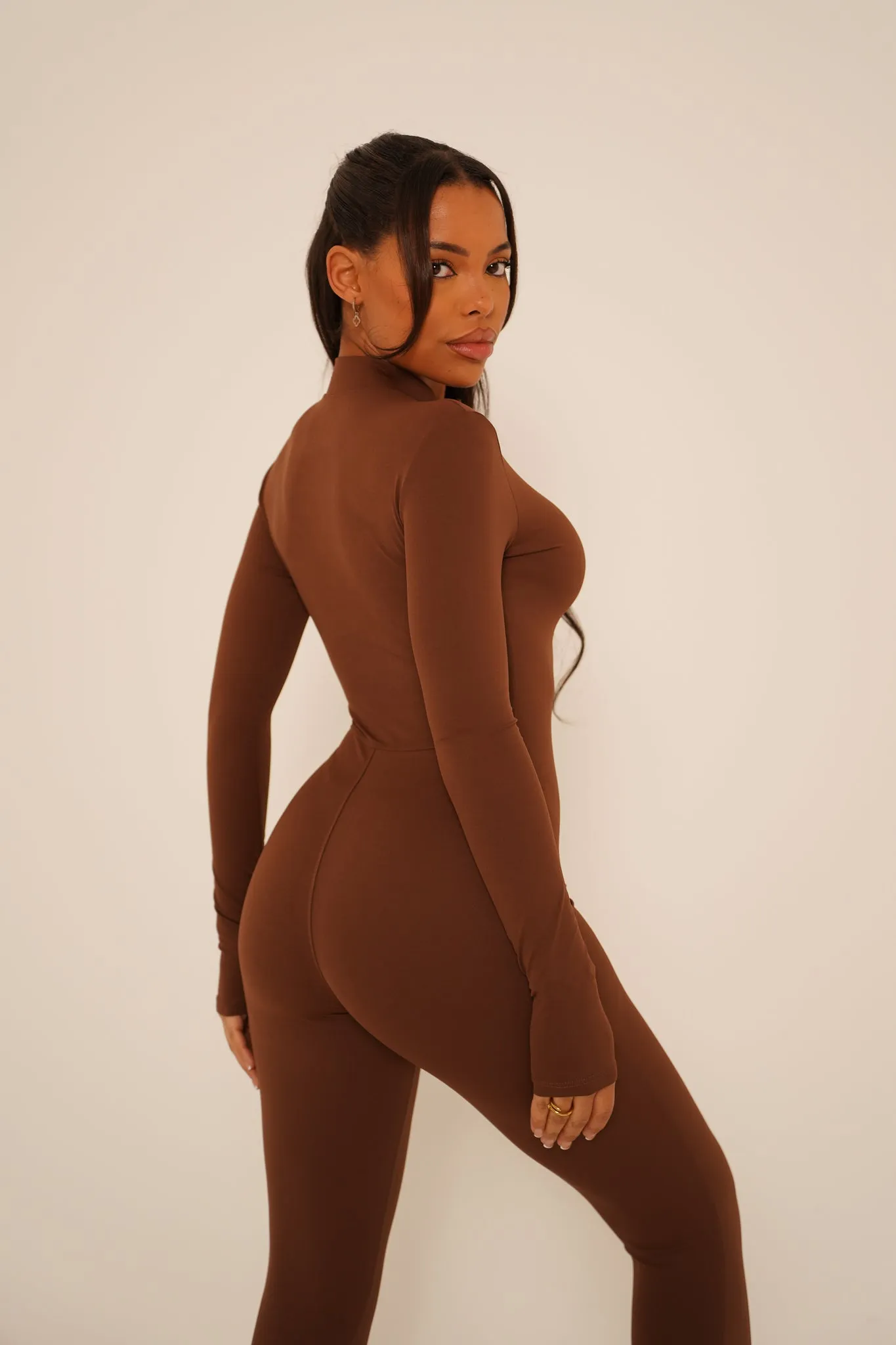 Mocha Long Sleeve Jumpsuit