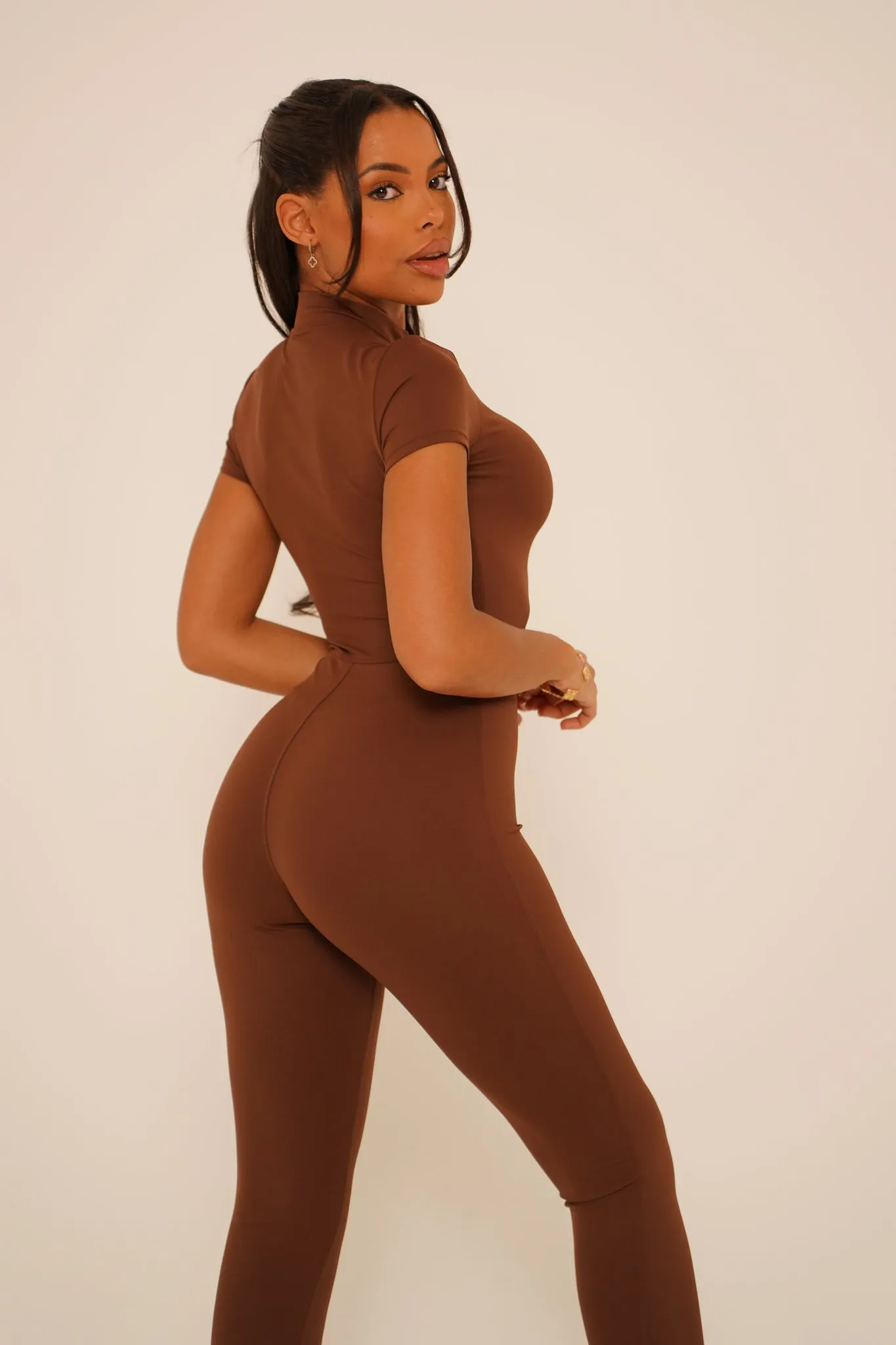 Mocha Short Sleeve Jumpsuit