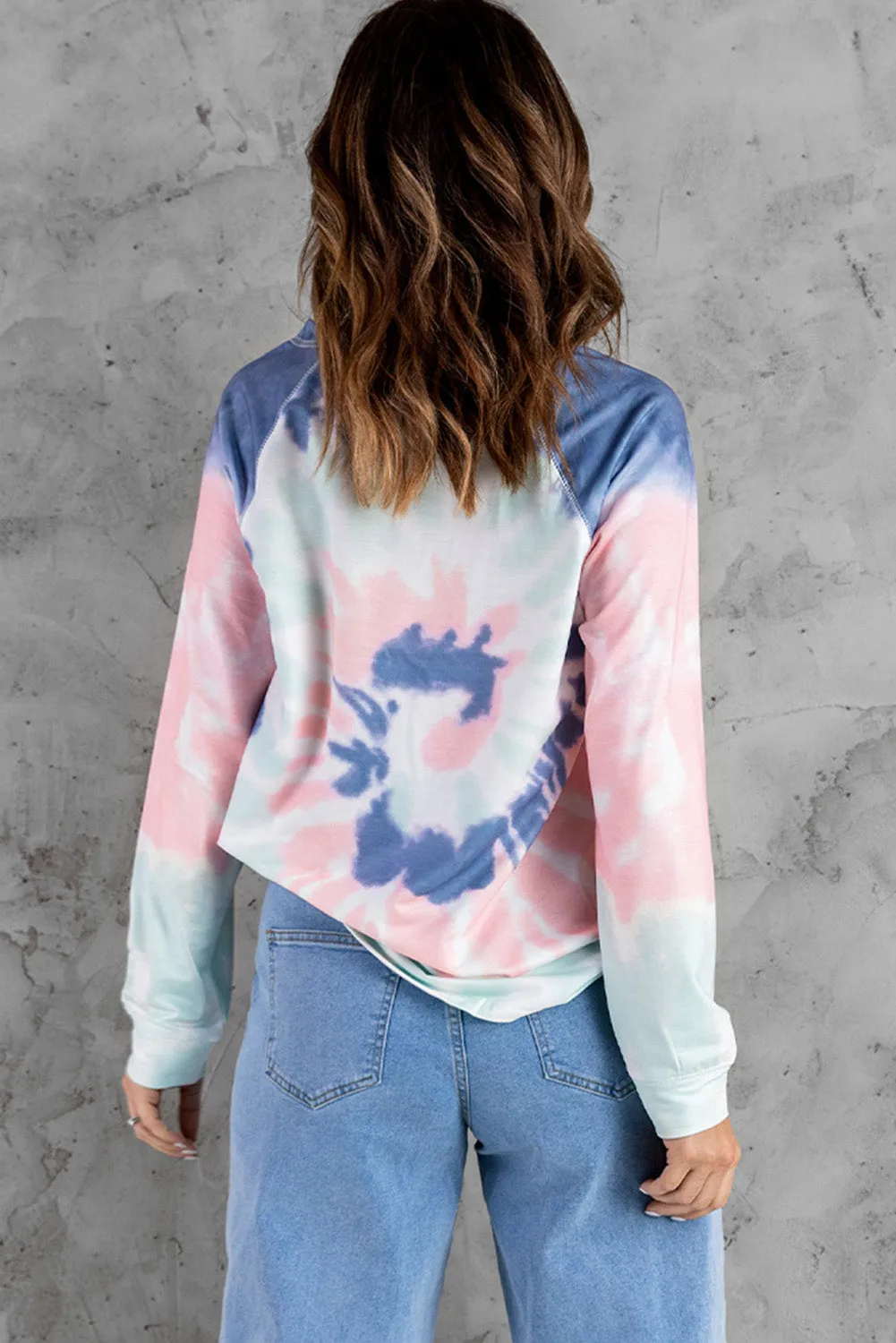 Multicolor Ombre Tie Dye Loose Leisure Sweatshirt