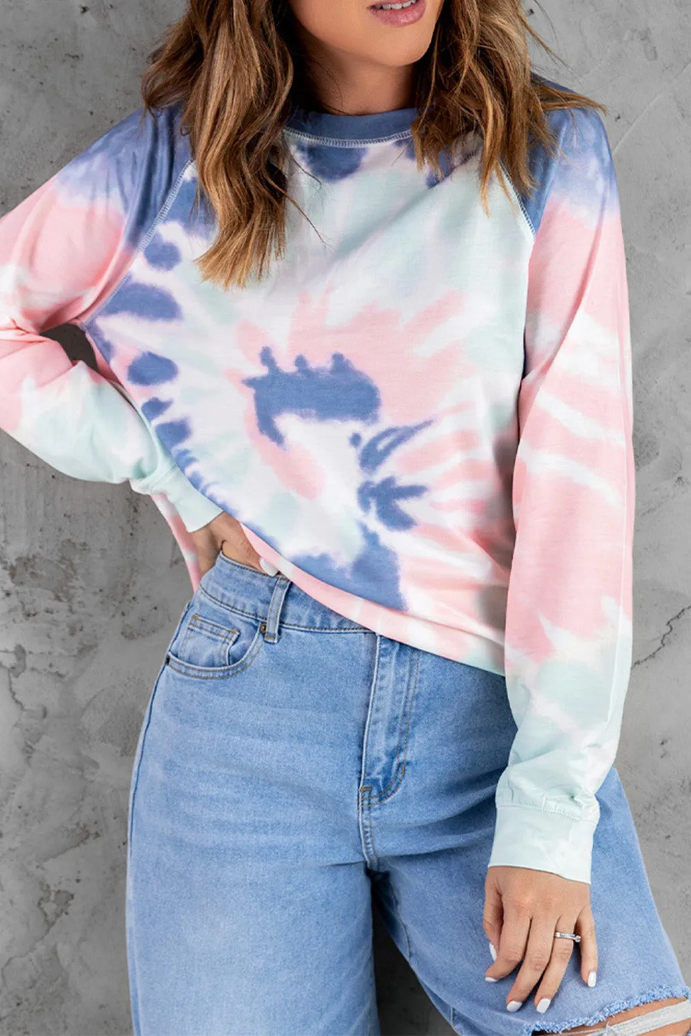 Multicolor Ombre Tie Dye Loose Leisure Sweatshirt
