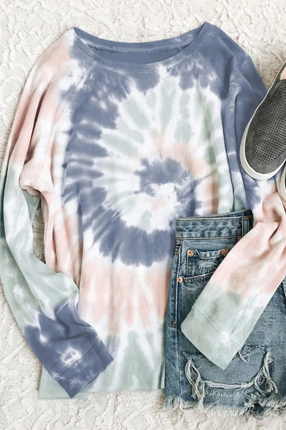 Multicolor Ombre Tie Dye Loose Leisure Sweatshirt
