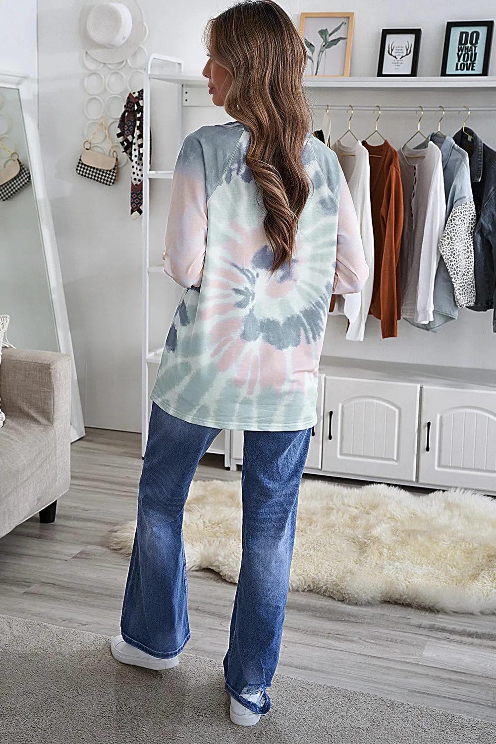 Multicolor Ombre Tie Dye Loose Leisure Sweatshirt