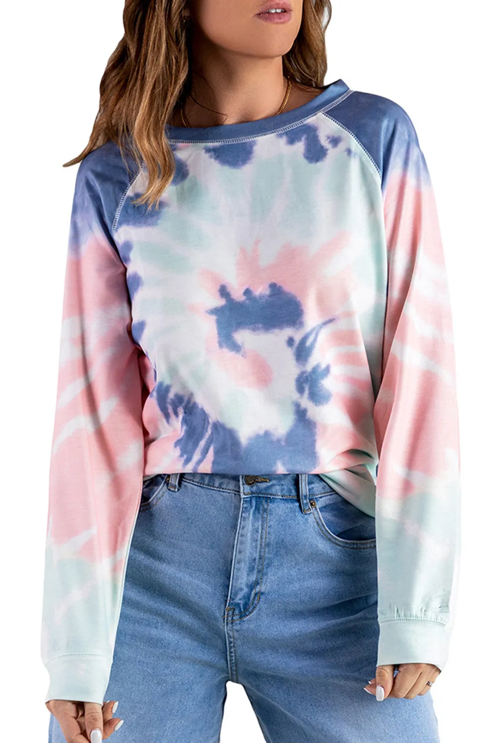 Multicolor Ombre Tie Dye Loose Leisure Sweatshirt