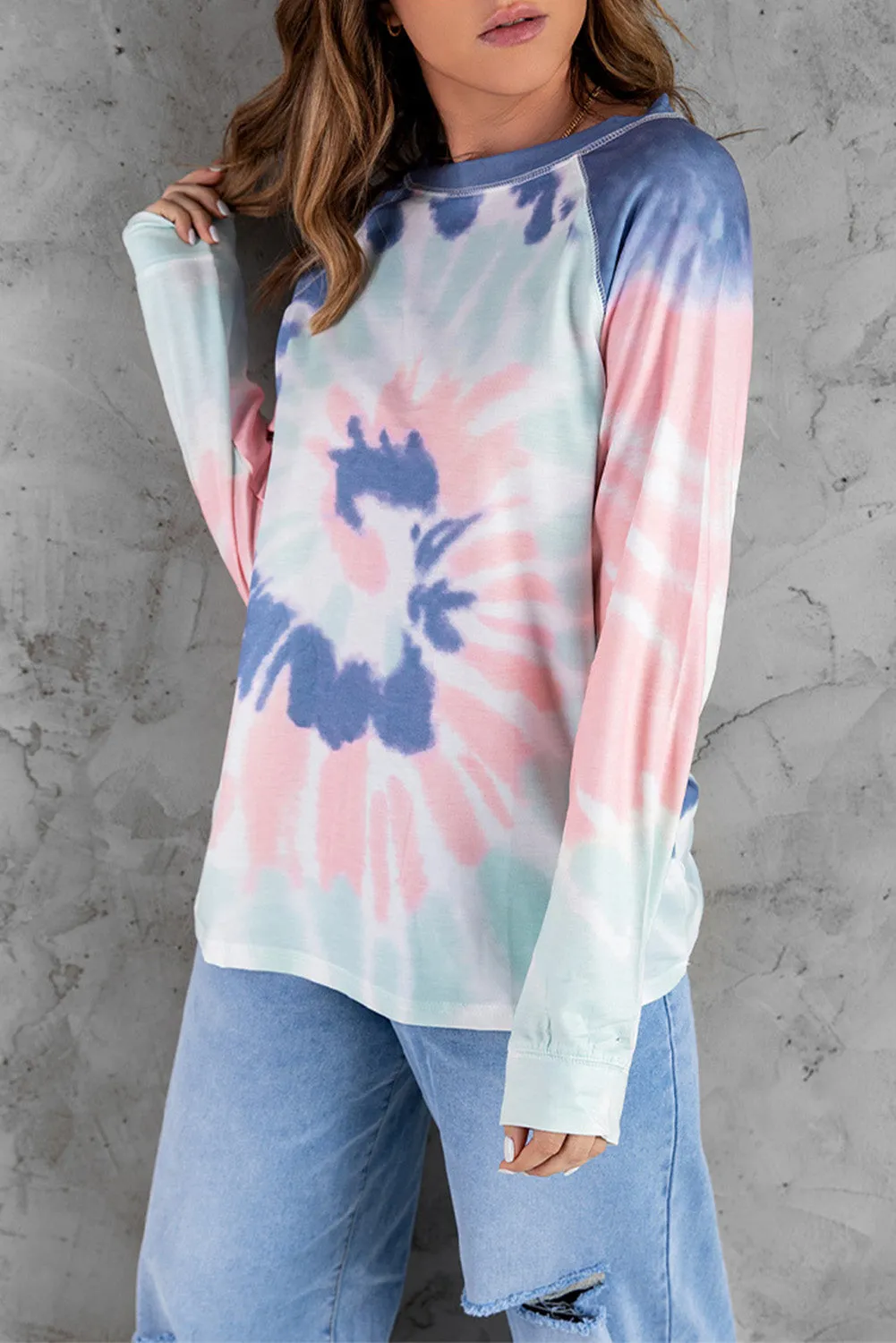 Multicolor Ombre Tie Dye Loose Leisure Sweatshirt