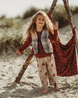 Multicolour Check And Celestial Print Patchwork Gilet