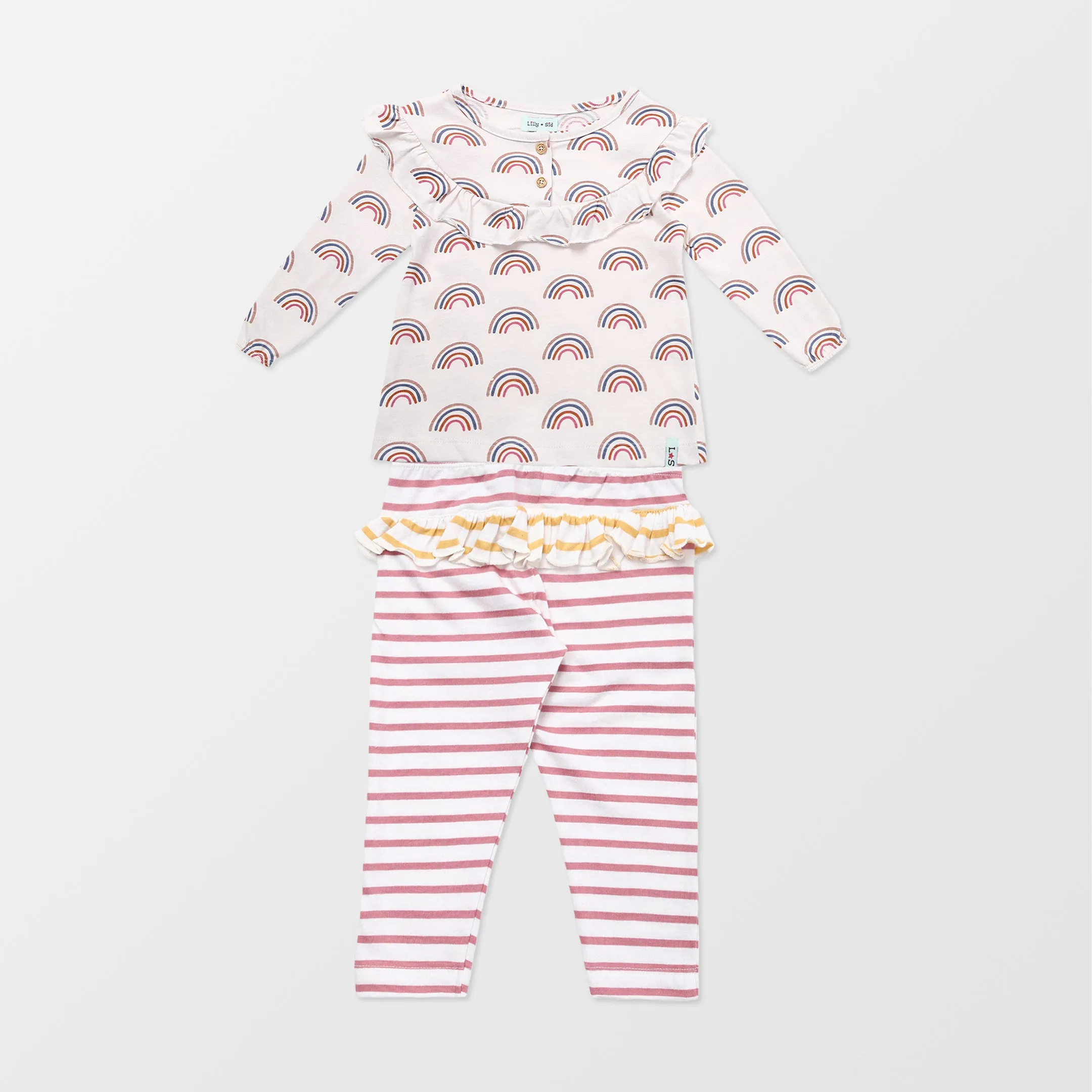 Multicoloured Rainbow Print Top And Legging Set