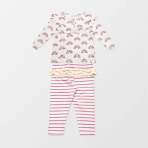 Multicoloured Rainbow Print Top And Legging Set