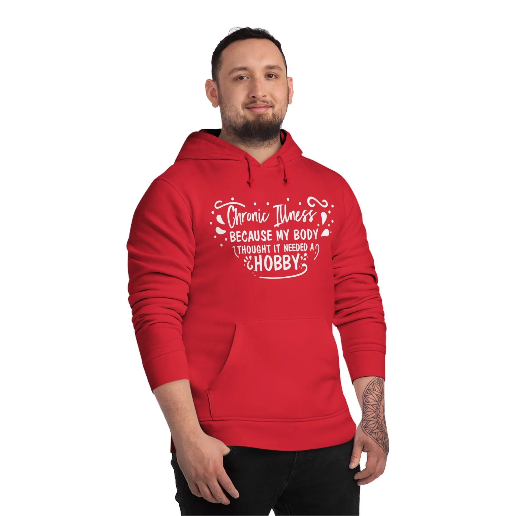 My Body Thought it Needed a Hobby, Unisex Organic Drummer Hoodie, Printed