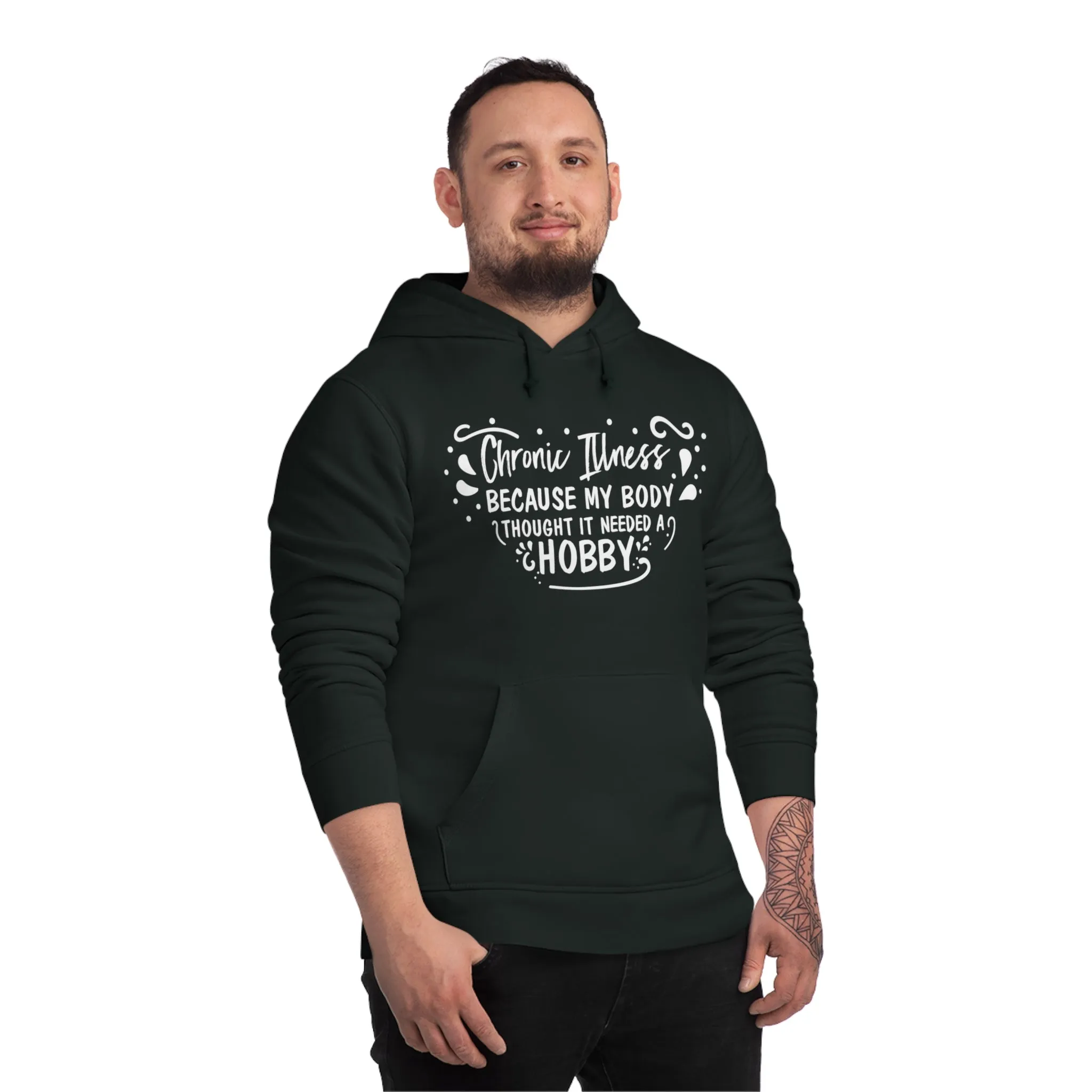 My Body Thought it Needed a Hobby, Unisex Organic Drummer Hoodie, Printed