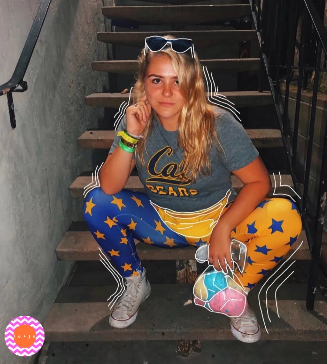 Navy Blue & Yellow Split Stars Leggings