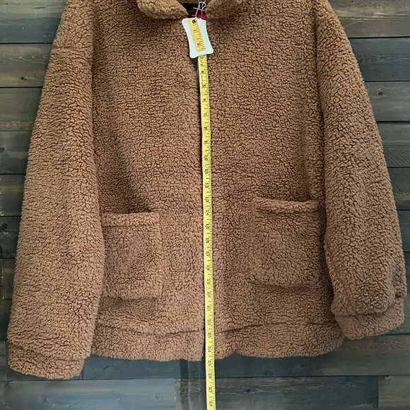 New PRETTY GARDEN Women's Sherpa Fleece Fashion Coat Size XXL in Khaki color
