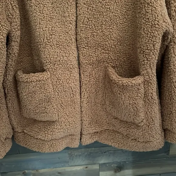 New PRETTY GARDEN Women's Sherpa Fleece Fashion Coat Size XXL in Khaki color