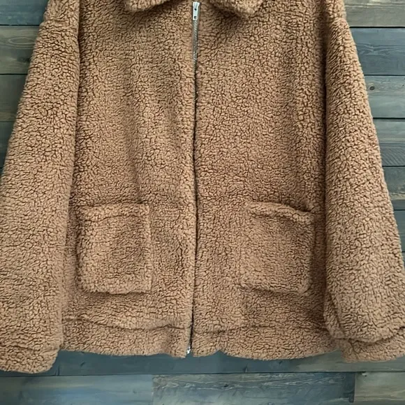 New PRETTY GARDEN Women's Sherpa Fleece Fashion Coat Size XXL in Khaki color
