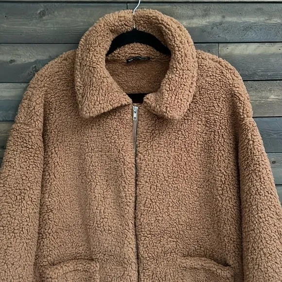 New PRETTY GARDEN Women's Sherpa Fleece Fashion Coat Size XXL in Khaki color