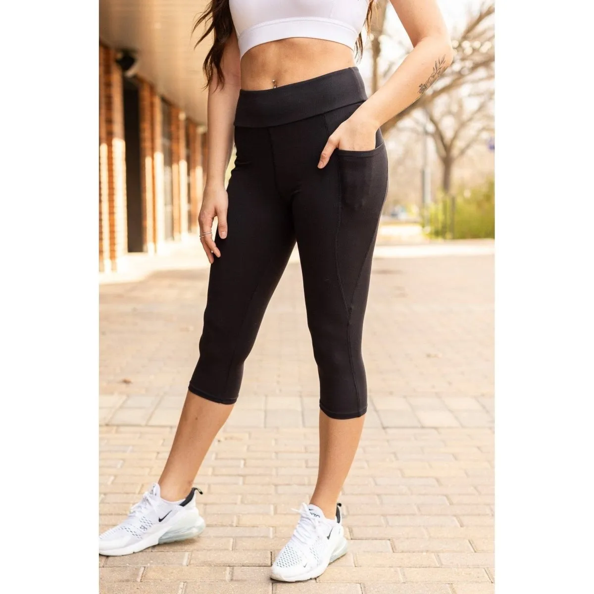 NEW Sleek Pocket Collection - Black Capri Leggings with Pocket