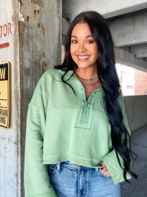 NOW & THEN QUARTER ZIP-LIGHT SAGE