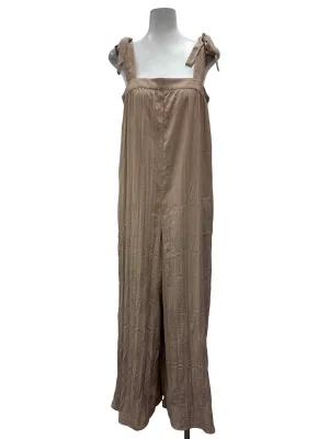 Nude Square Neck Tie Pleated Jumpsuit