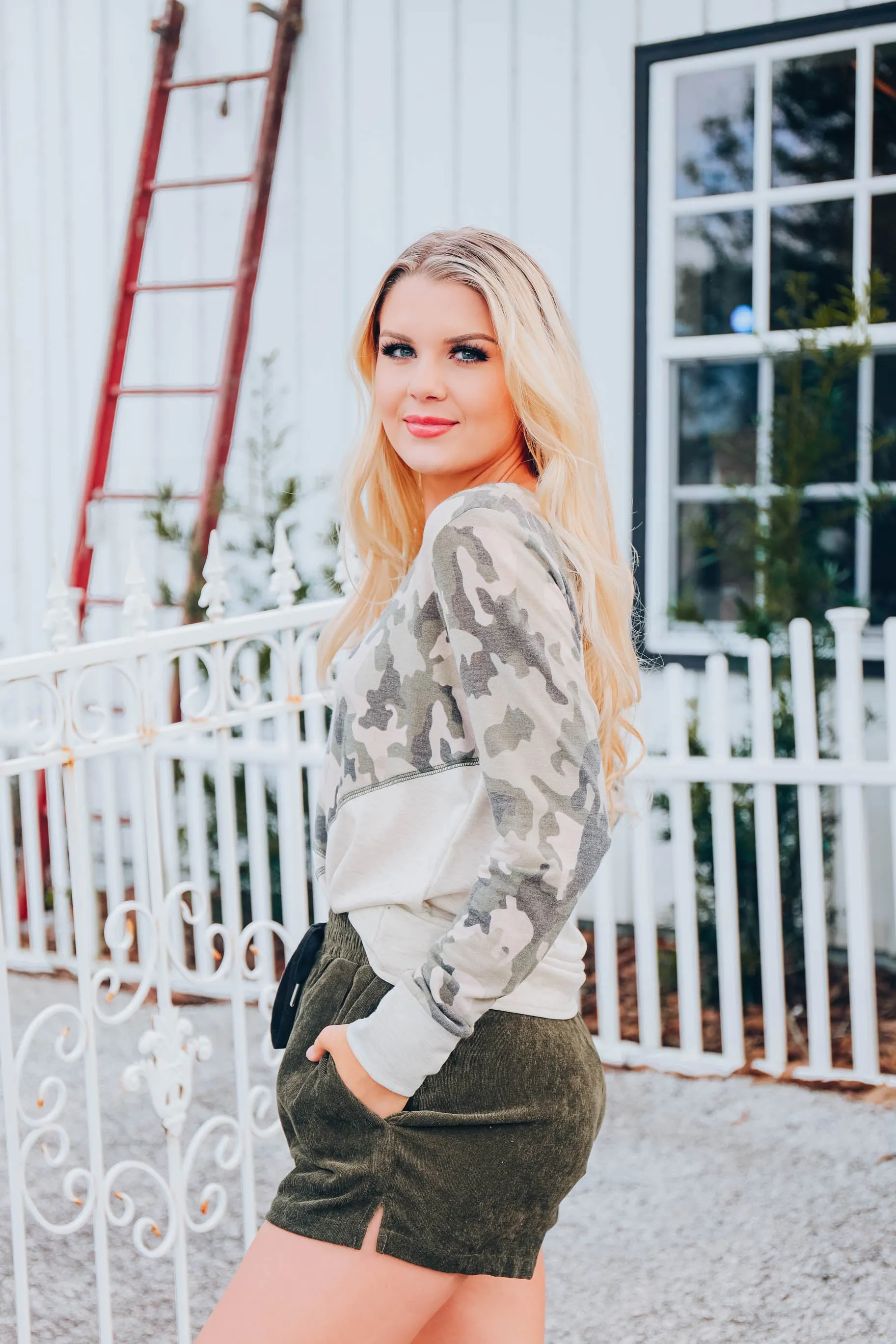 Oatmeal Chevron Camo Top