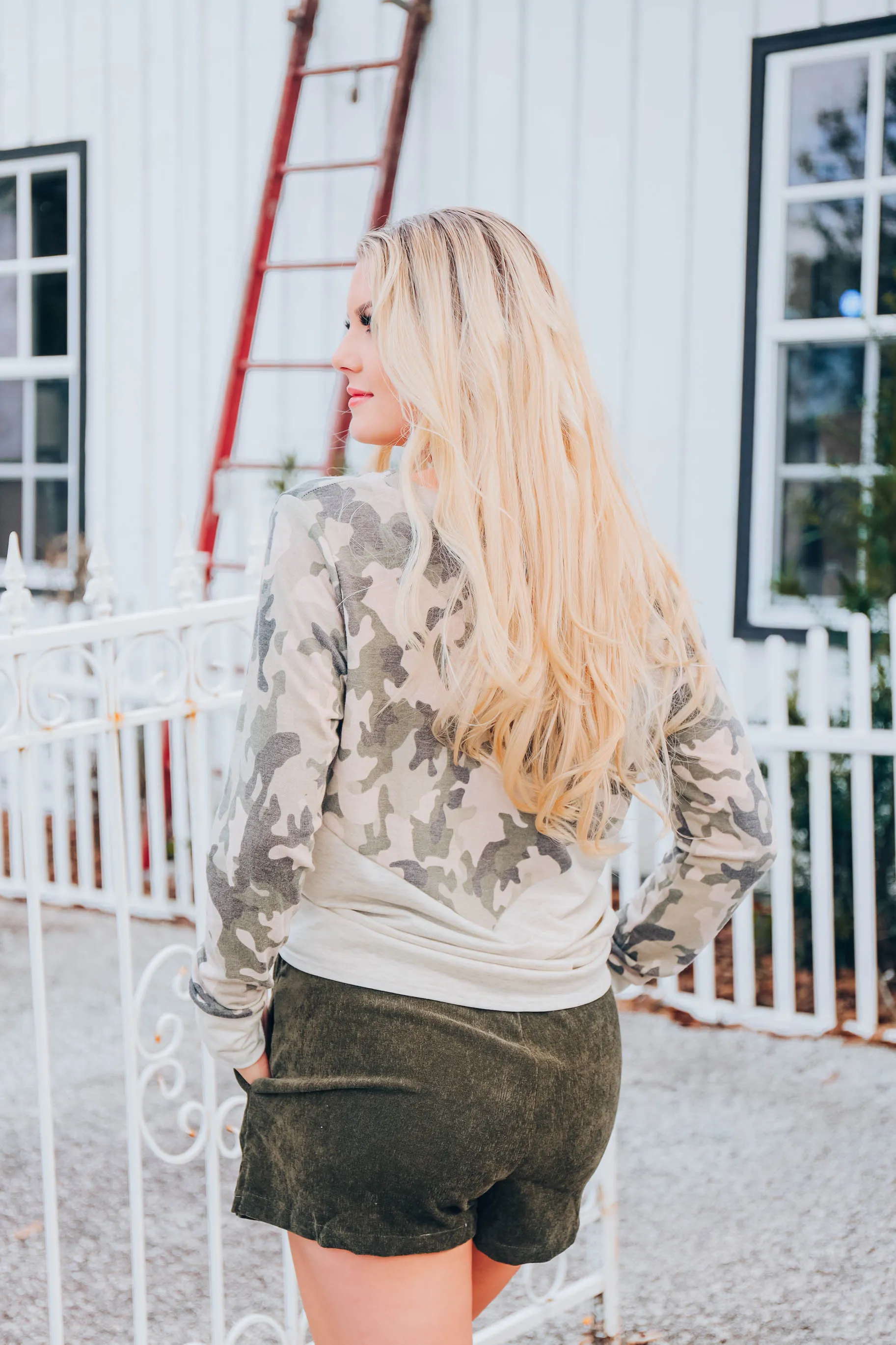 Oatmeal Chevron Camo Top