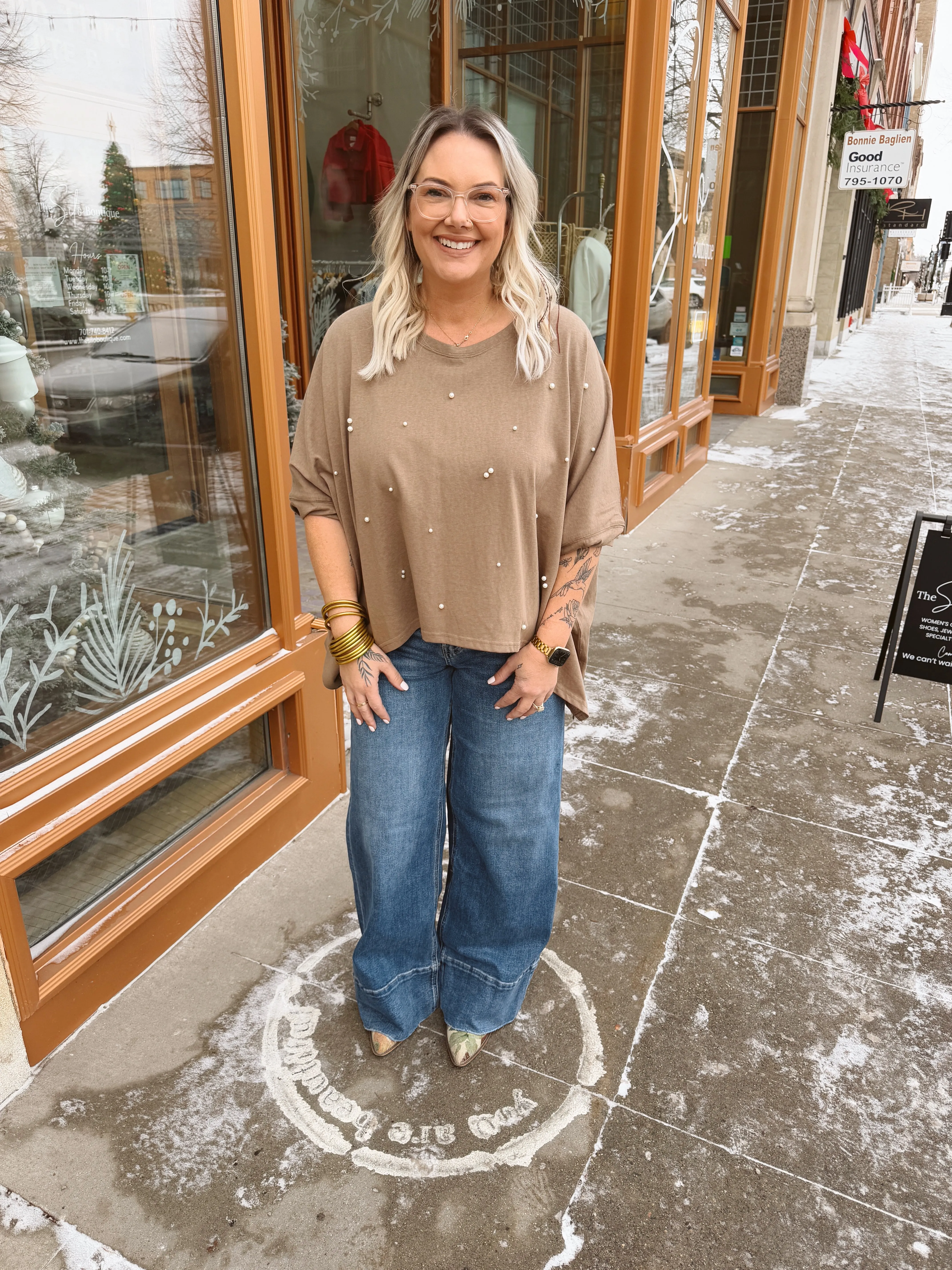 Olive Pearl Drop Tee