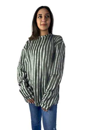 Olive Striped Relaxed Sweatshirt
