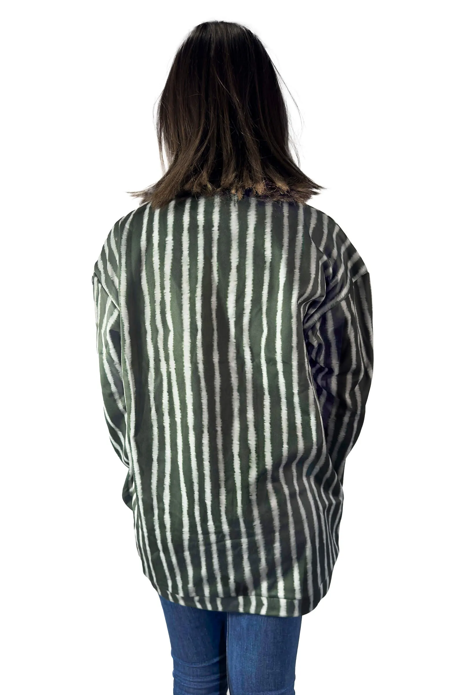 Olive Striped Relaxed Sweatshirt