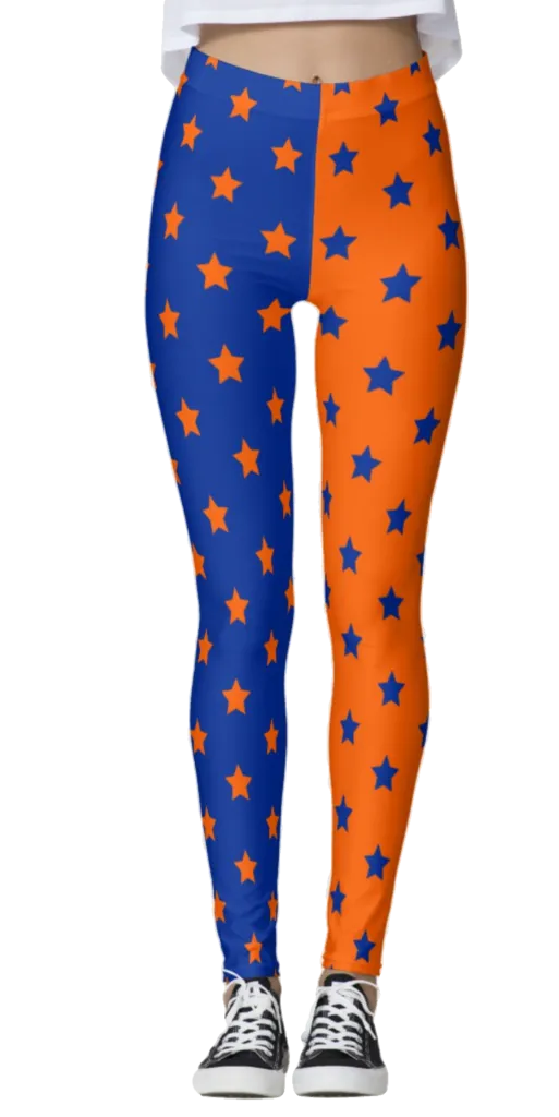 Orange & Blue Split Star Leggings