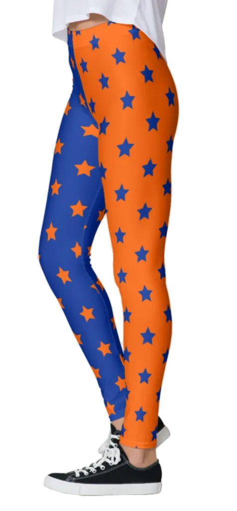 Orange & Blue Split Star Leggings