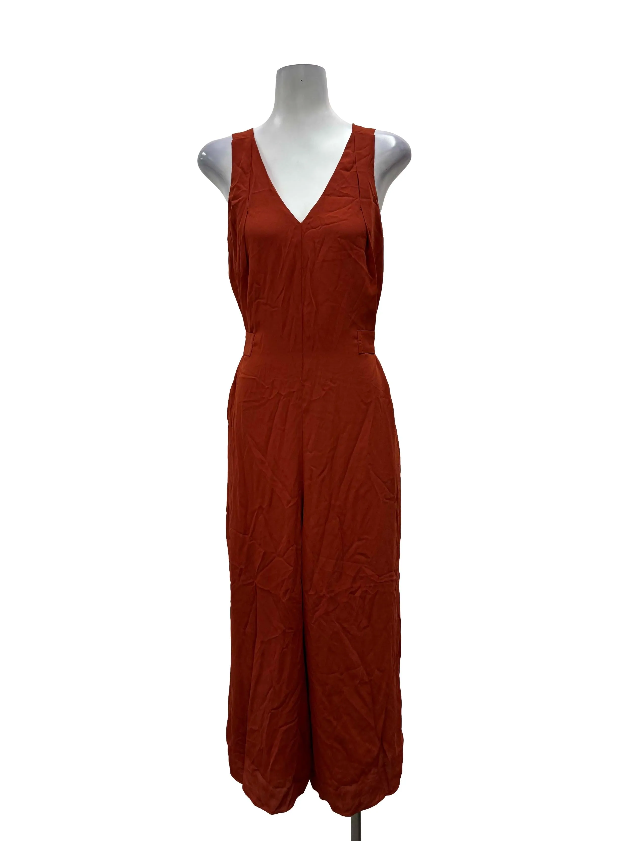 Orange V Sash Jumpsuit