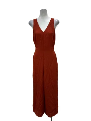 Orange V Sash Jumpsuit