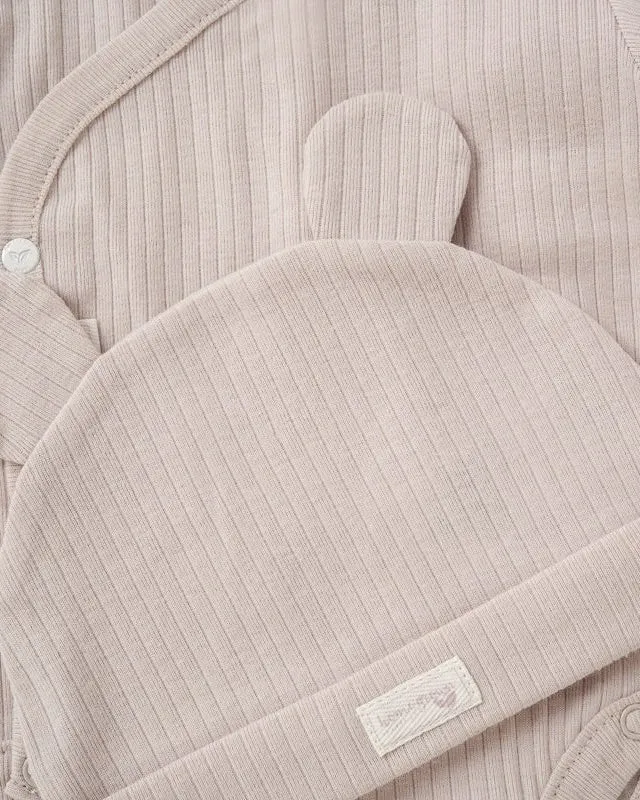 Organic 3-piece ribbed outfit - beige