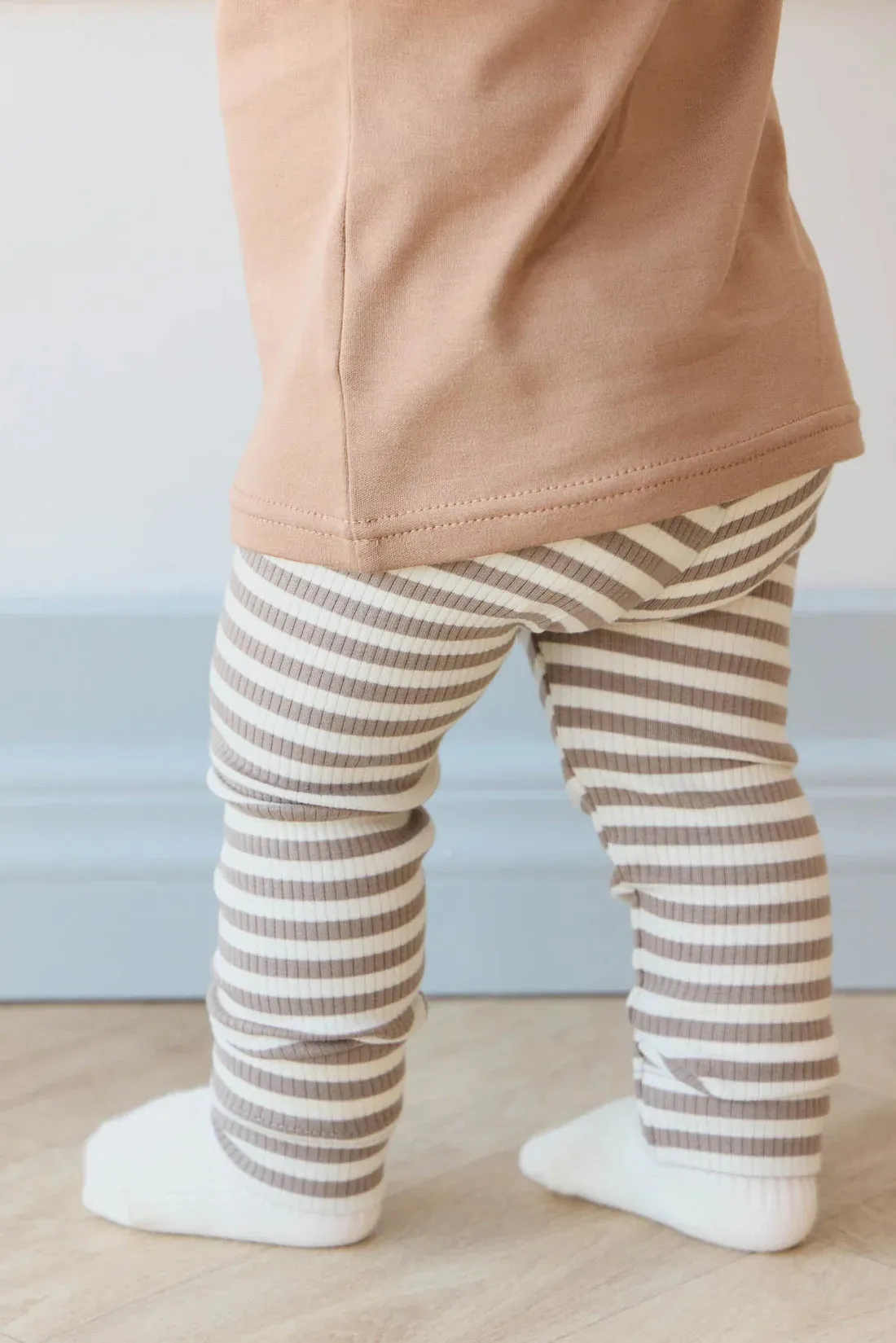Organic Cotton Modal Legging - Narrow Stripe Tweed/Cloud