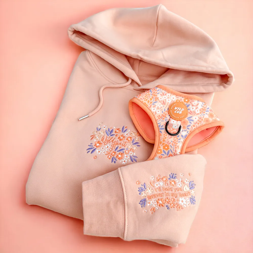 Organic Embroidered Wyld Heart Hoodie: Buttercup