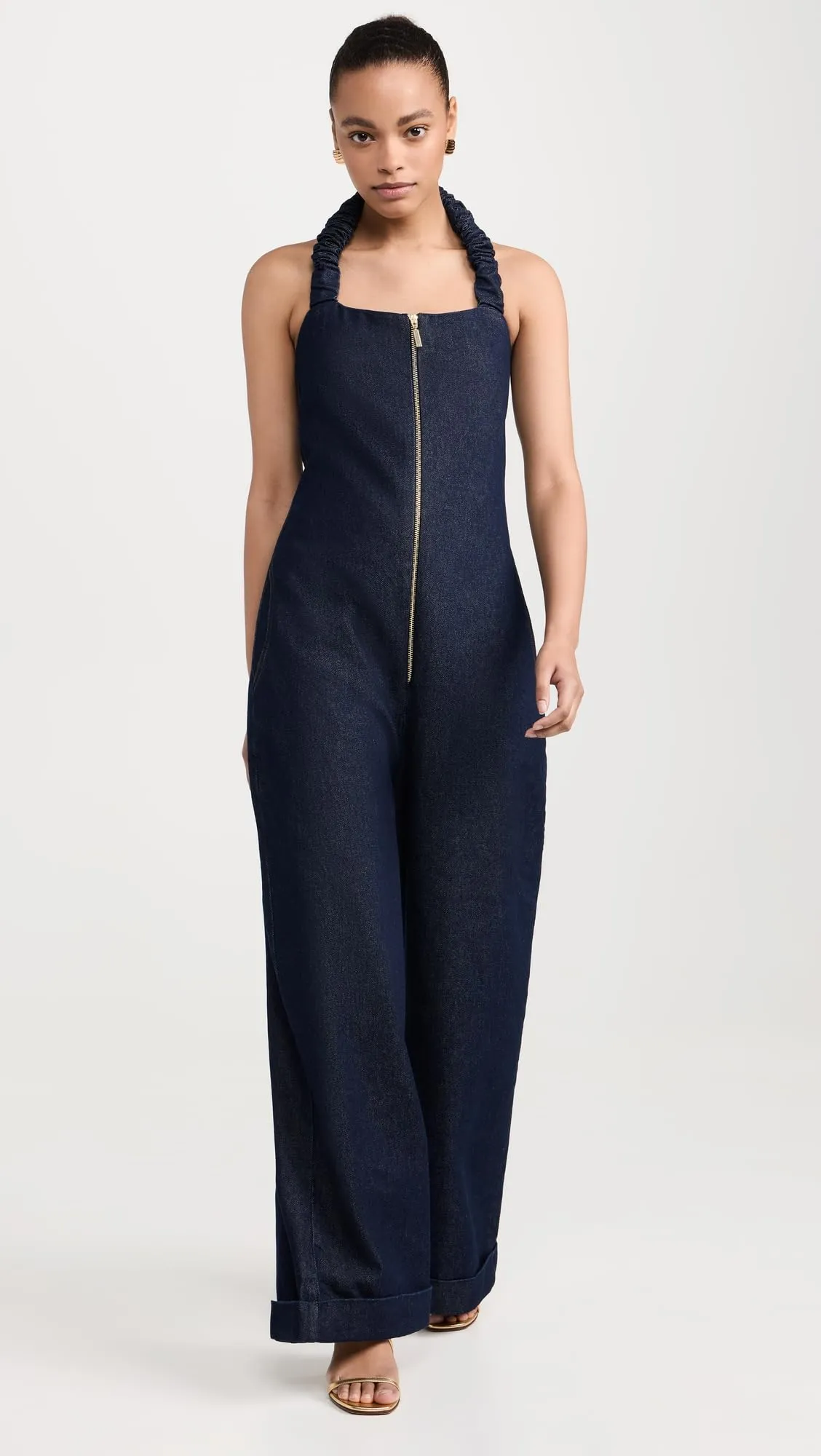 Orire Women's Mame Denim Jumpsuit, Navy Blue, 8