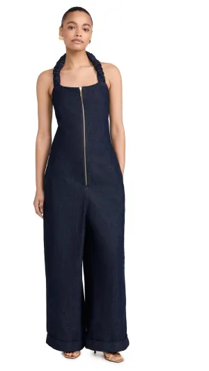 Orire Women's Mame Denim Jumpsuit, Navy Blue, 8