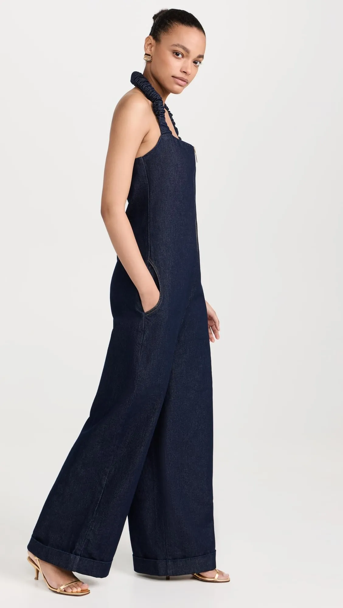 Orire Women's Mame Denim Jumpsuit, Navy Blue, 8