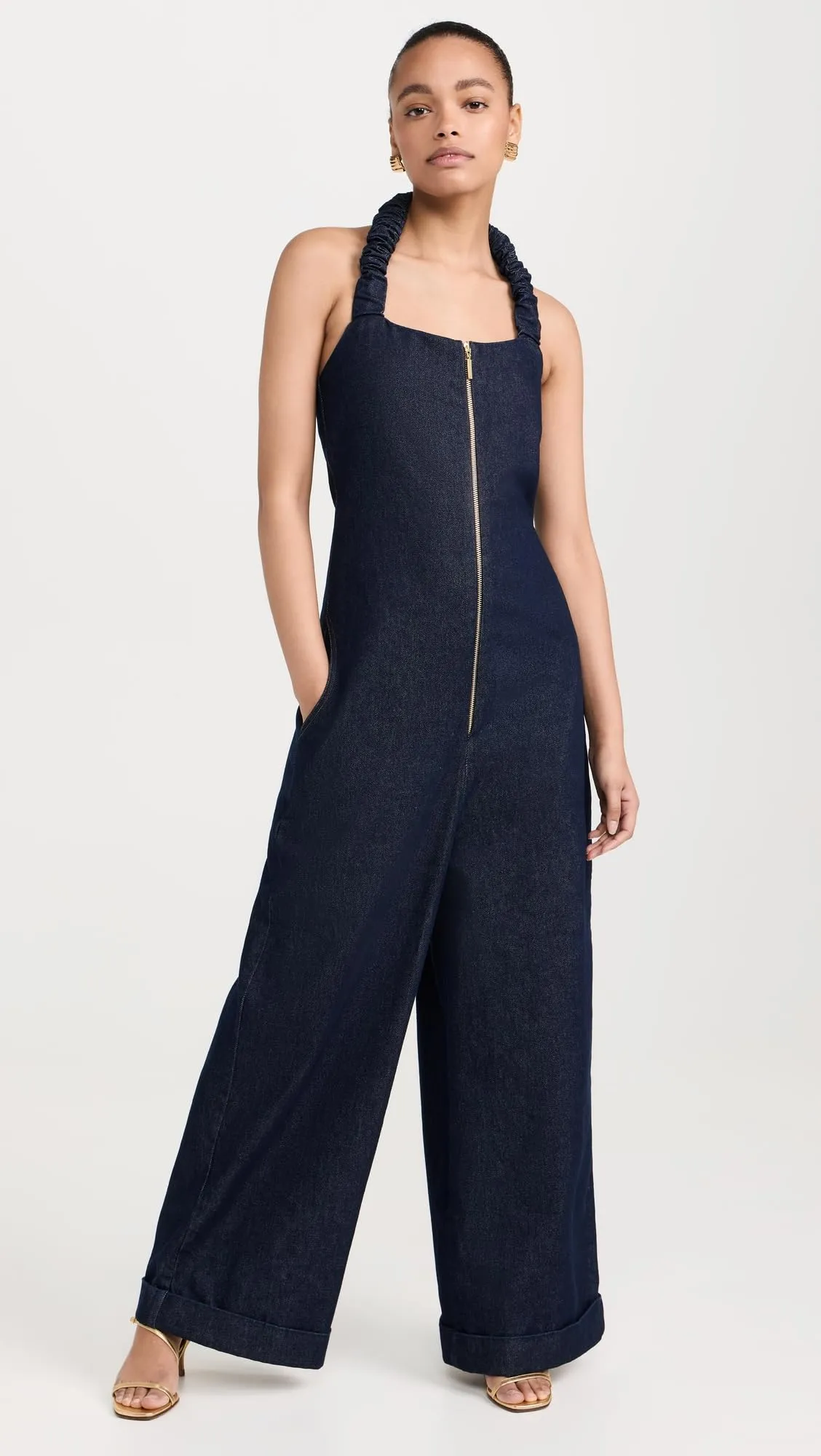 Orire Women's Mame Denim Jumpsuit, Navy Blue, 8