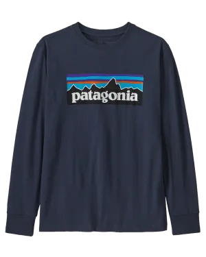 Patagonia Kids' Long Sleeve Regenerative Organic Certified Cotton P-6 T-Shirt - New Navy