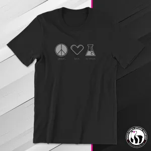 Peace. Love. Science. Unisex Tee