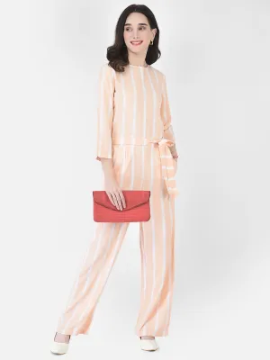 Peach Striped Jumpsuit