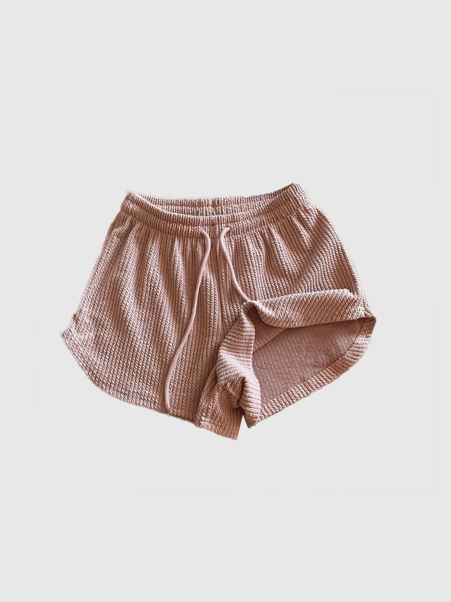 Peach Textured Knit Shorts