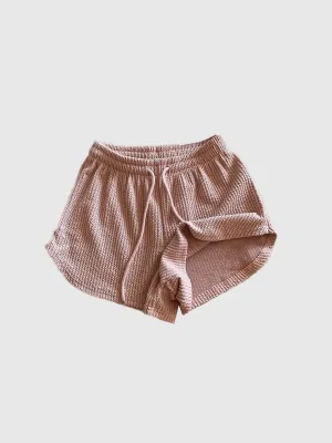 Peach Textured Knit Shorts