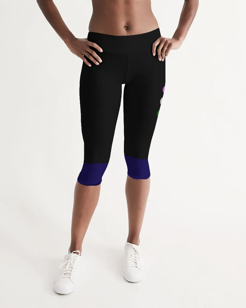 Pink White Green Women's Mid-Rise Capri