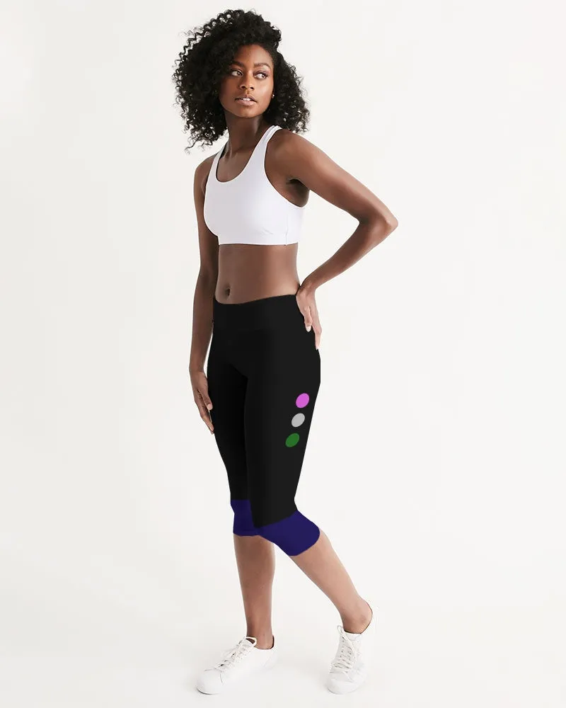 Pink White Green Women's Mid-Rise Capri