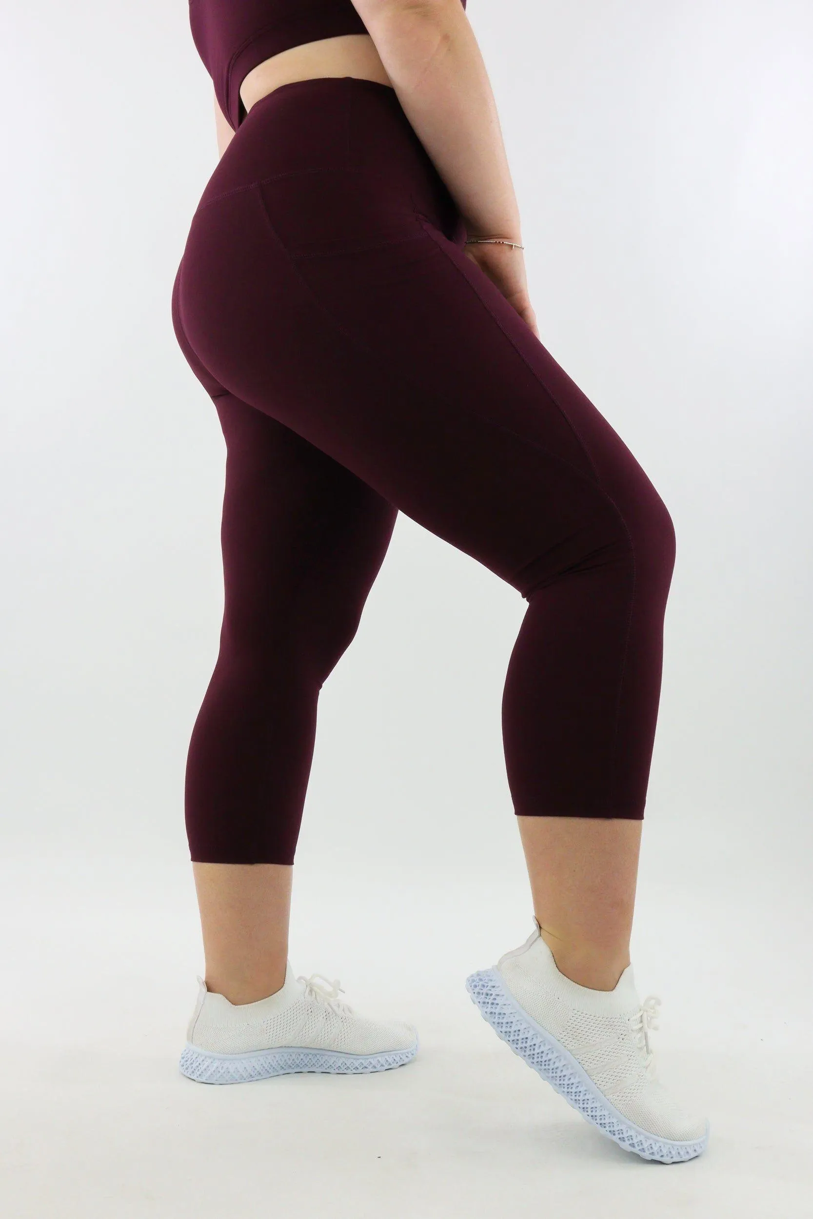 Plum - Leg Pockets - Capri Leggings - Hybrid 2.0
