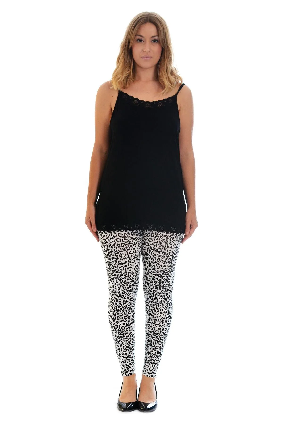 Plus Size Black White Animal Print Leggings